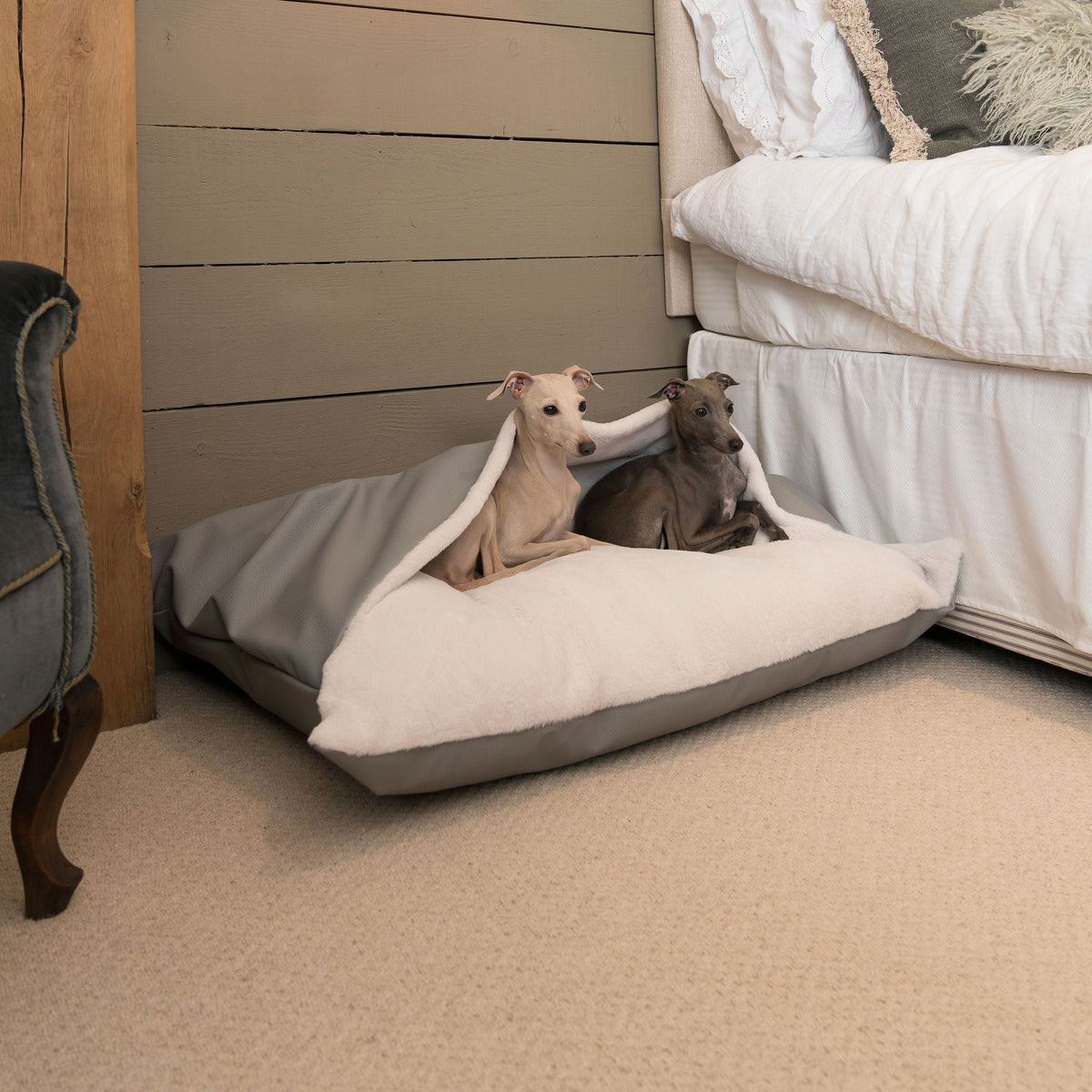 Sleepy Burrows Bed With Removable Cover in Granite Rhino Tough Faux Leather, view 4