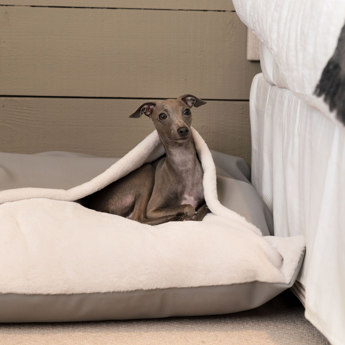 Sleepy Burrows Bed With Removable Cover in Granite Rhino Tough Faux Leather, view 5