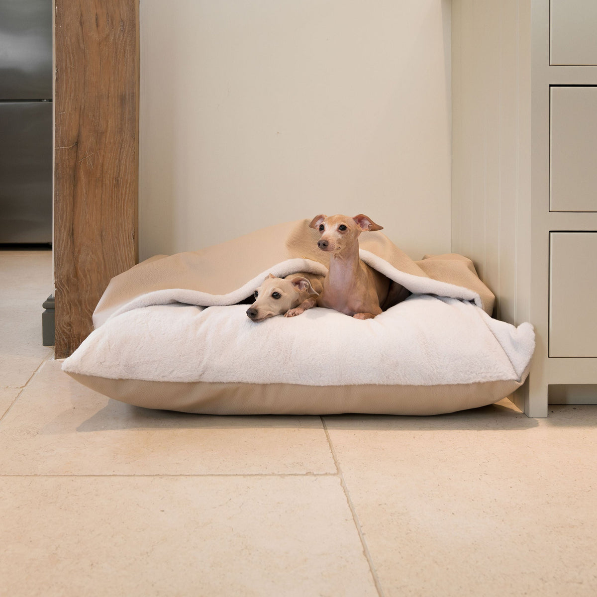 Sleepy Burrows Bed With Removable Cover in Sand Rhino Tough Faux Leather