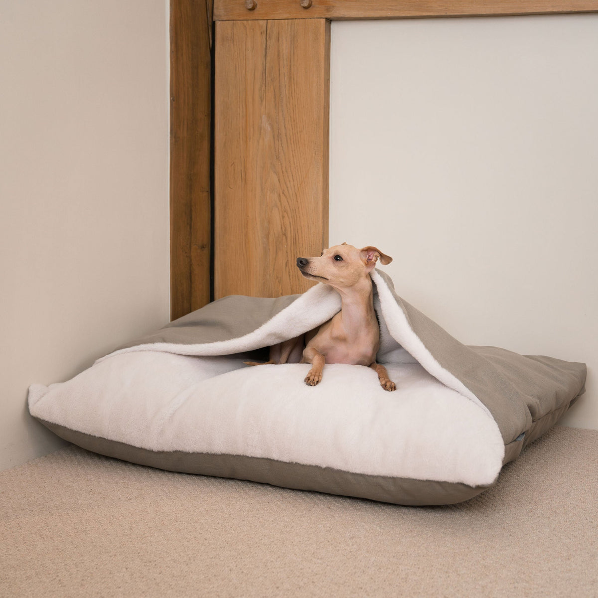 Sleepy Burrows Bed With Removable Cover in Savanna Stone