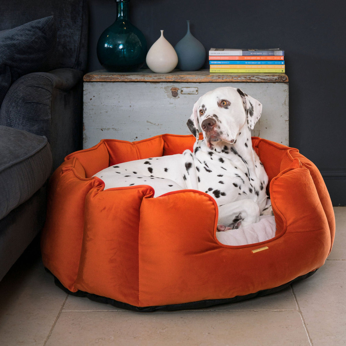 High Wall Bed With Removable Covers in Pumpkin Velvet