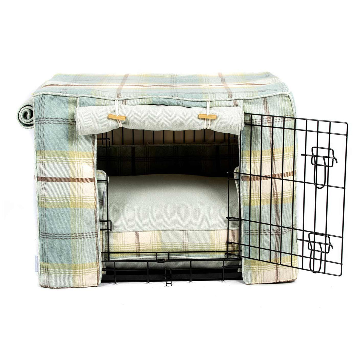 Dog Crate Set in Balmoral Duck Egg Tweed