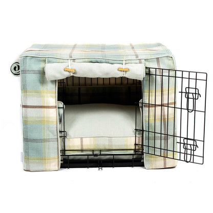 Dog Crate Set in Balmoral Duck Egg Tweed