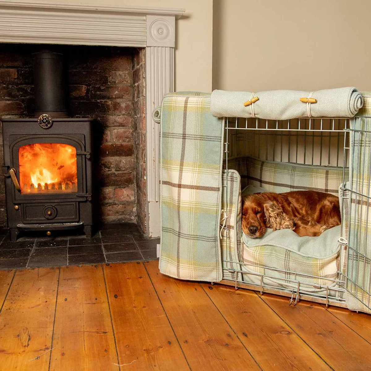 Dog Crate Set in Balmoral Duck Egg Tweed, view 13