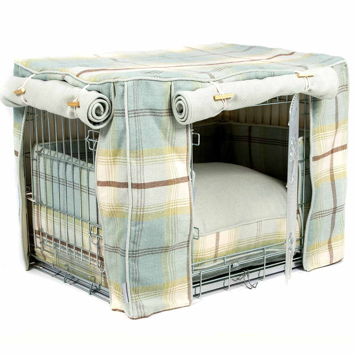 Dog Crate Set in Balmoral Duck Egg Tweed, view 14