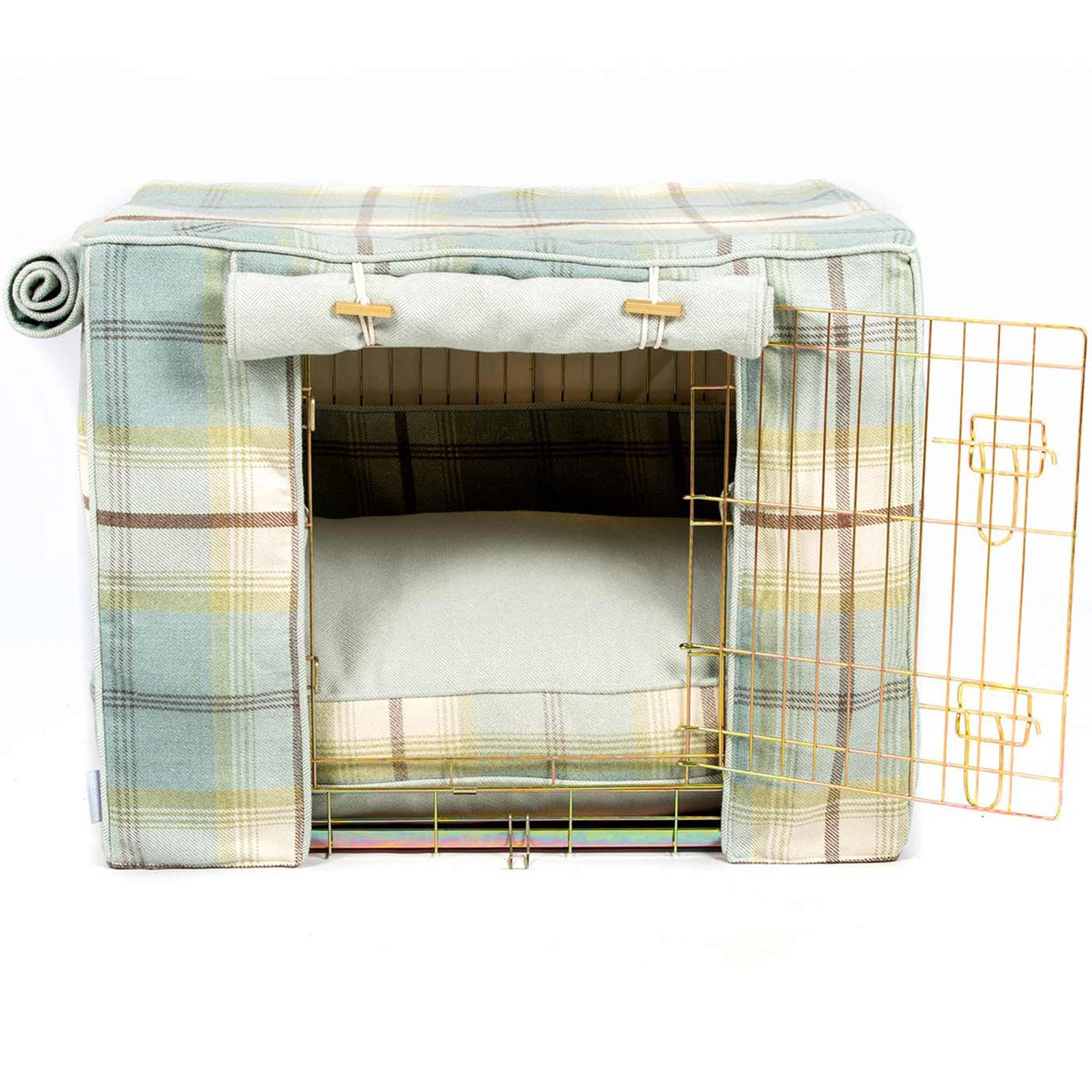 Dog Crate Set in Balmoral Duck Egg Tweed, view 16