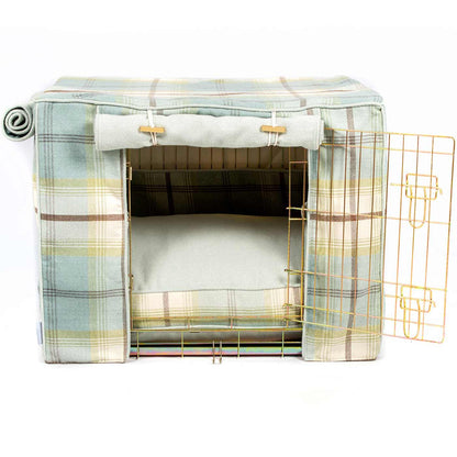 Dog Crate Set in Balmoral Duck Egg Tweed, view 16