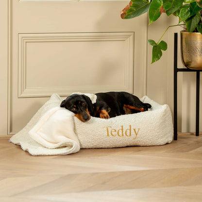 Cosy & Calming Puppy Crate Bed With Removable Covers in Ivory Bouclé, view 3