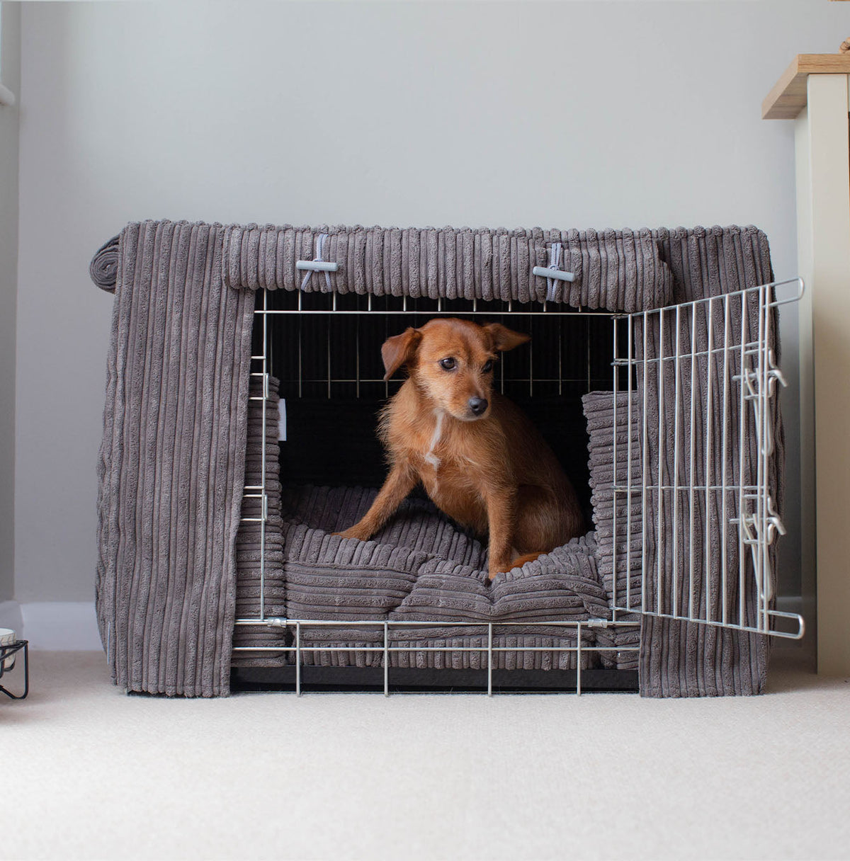 Dog Crate Set in Dark Grey Essentials Plush, view 4