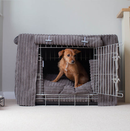 Dog Crate Set in Dark Grey Essentials Plush, view 4