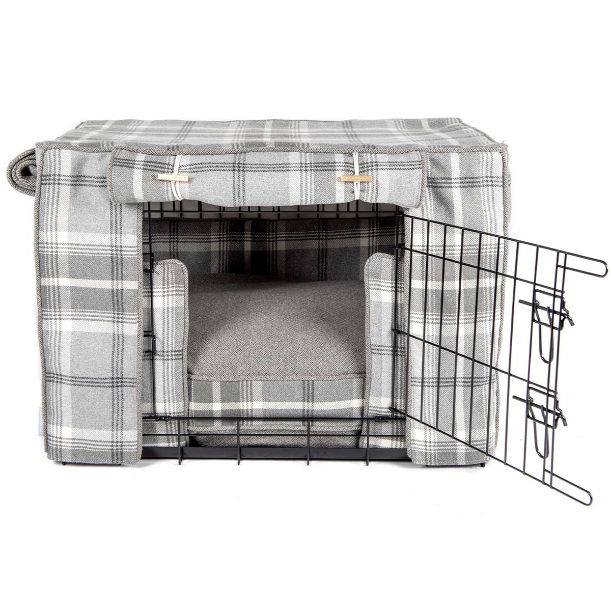 Dog Crate Set In Balmoral Dove Grey Tweed, view 15