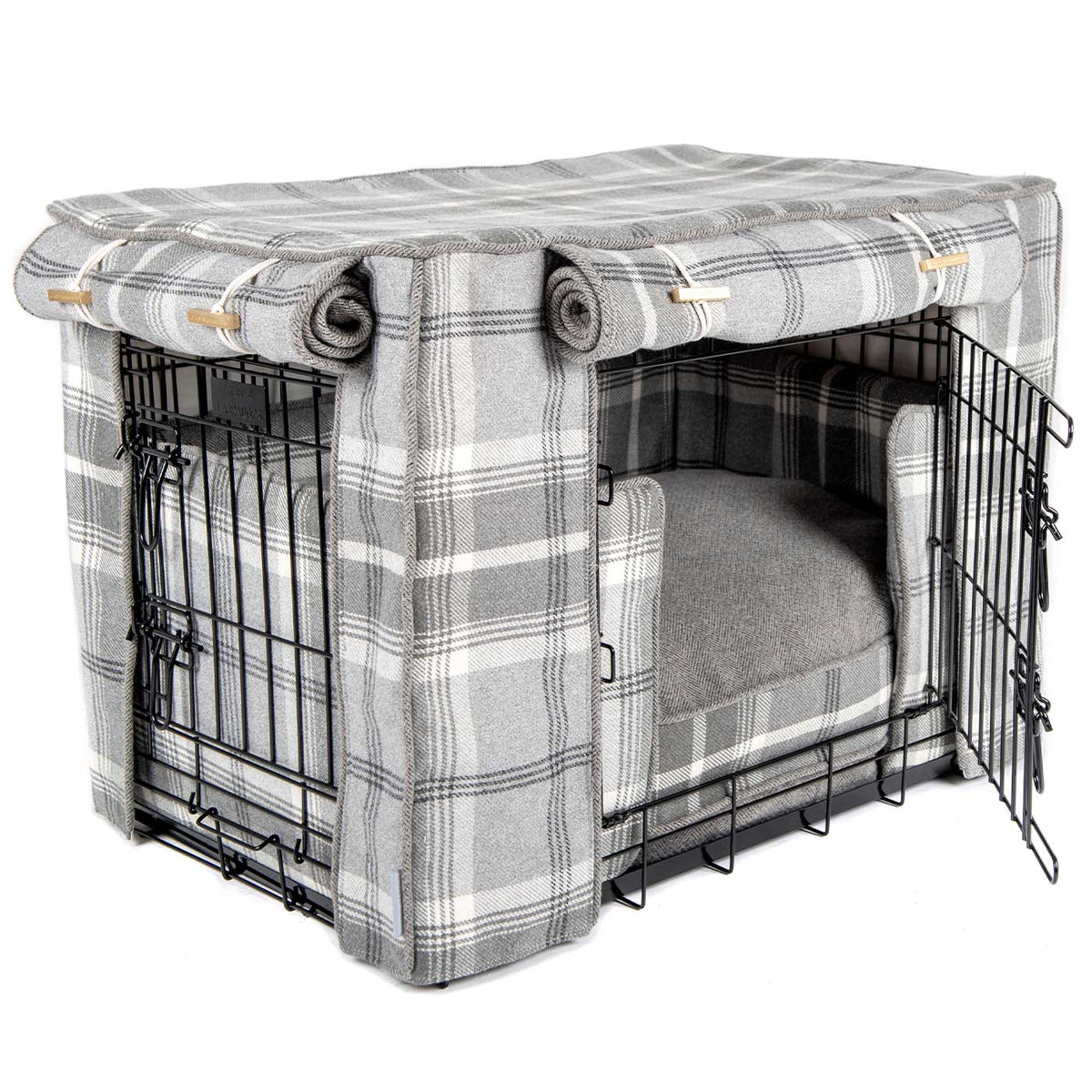 Dog Crate Set In Balmoral Dove Grey Tweed, view 16