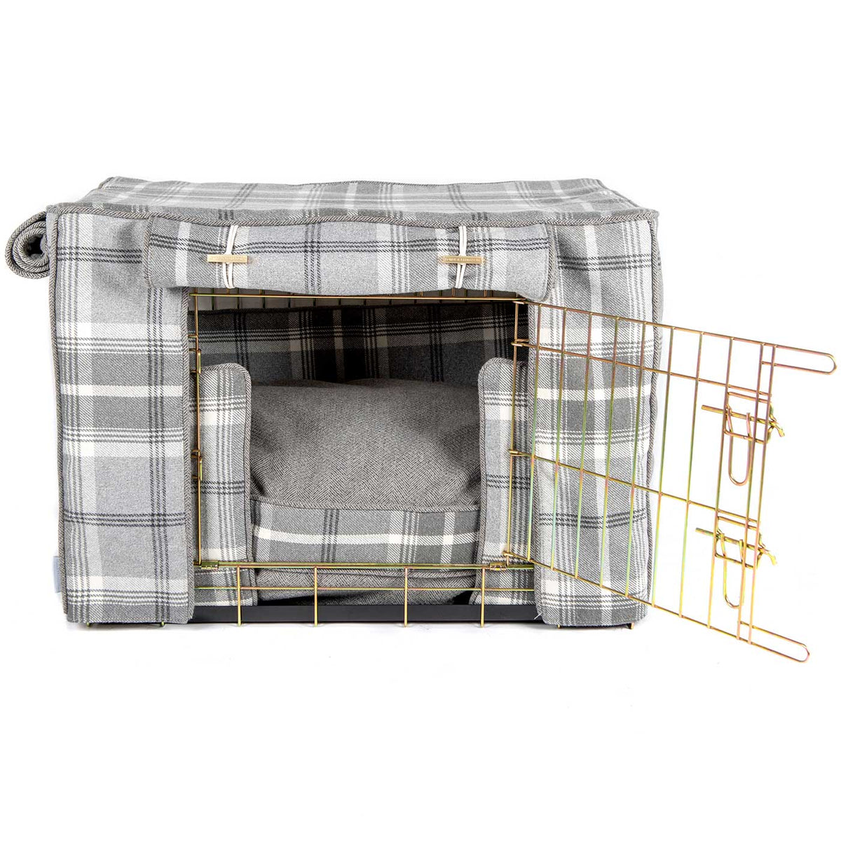 Dog Crate Set In Balmoral Dove Grey Tweed, view 13