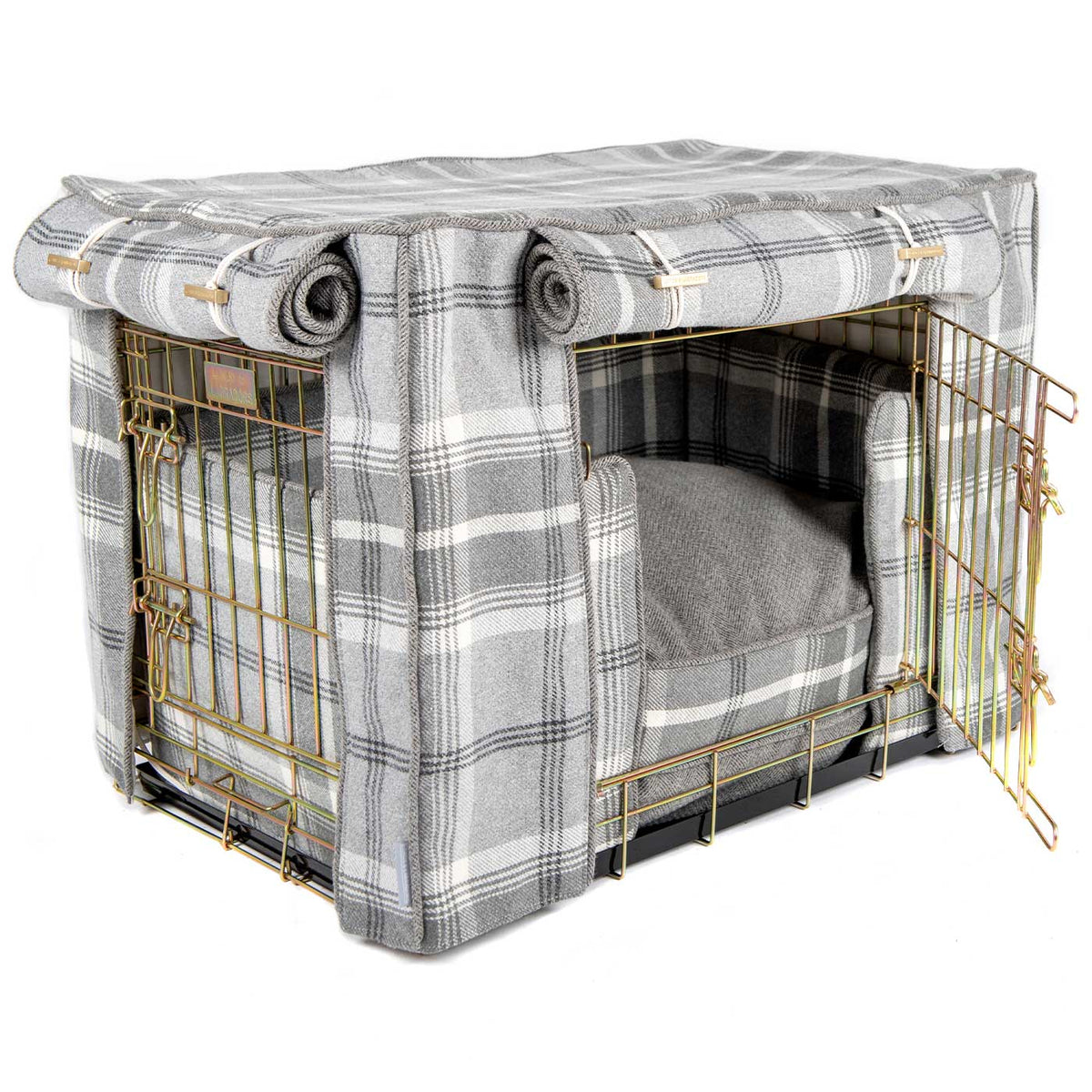 Dog Crate Set In Balmoral Dove Grey Tweed, view 14