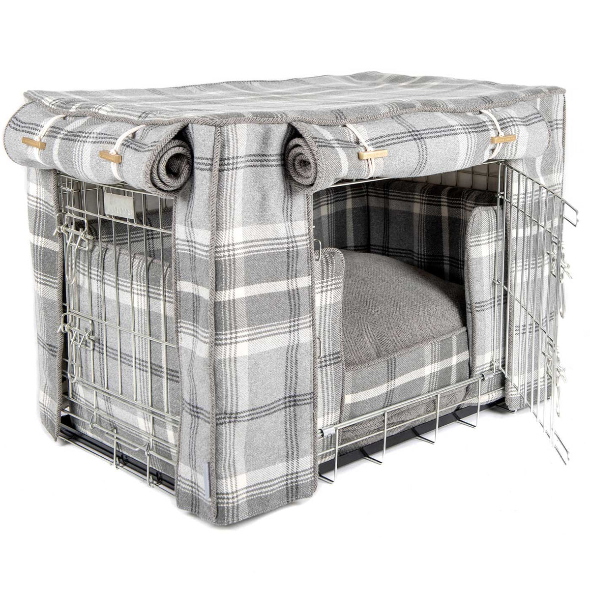 Dog Crate Set In Balmoral Dove Grey Tweed, view 3