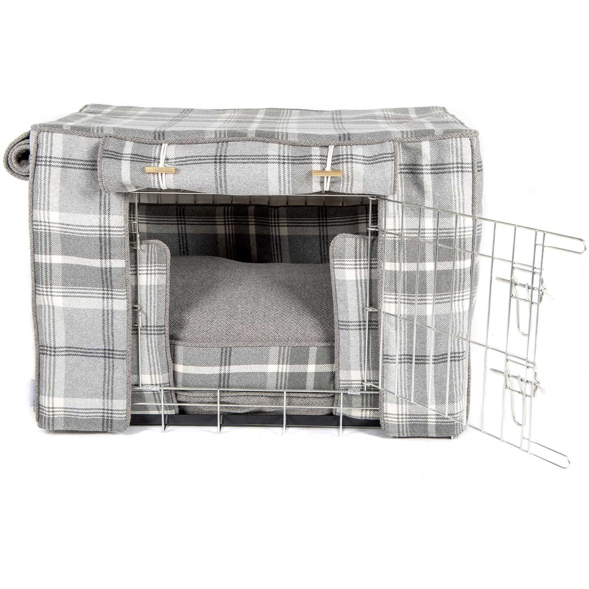 Dog Crate Set In Balmoral Dove Grey Tweed, view 11