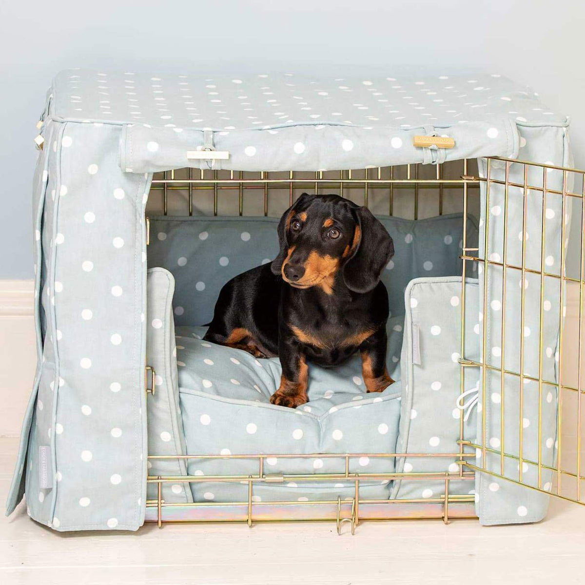Dog Crate Set in Duck Egg Spot, view 4