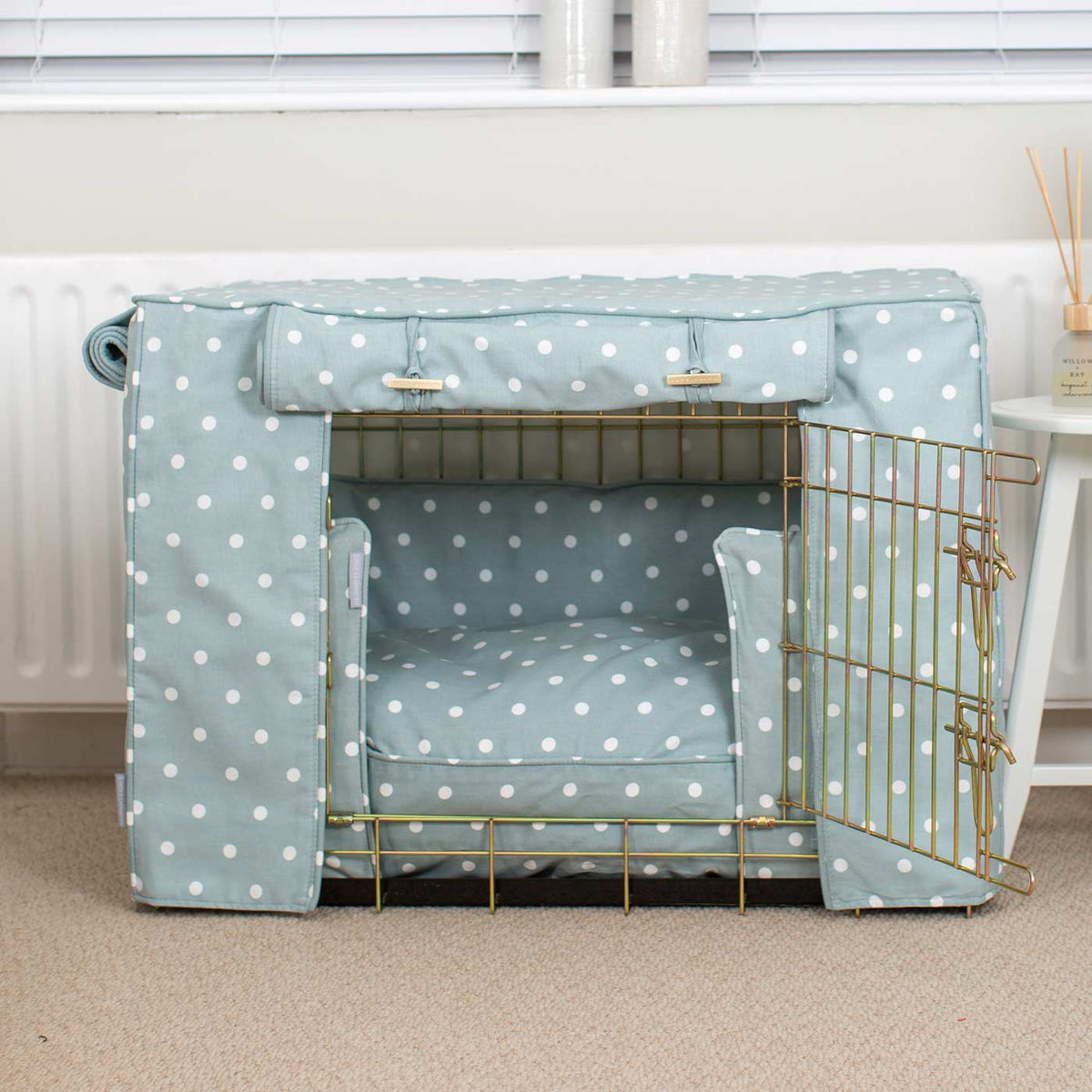 Dog Crate Set in Duck Egg Spot, view 10