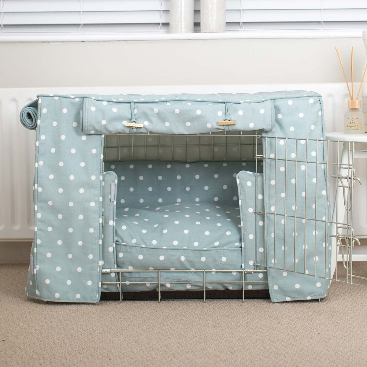 Dog Crate Set in Duck Egg Spot, view 5
