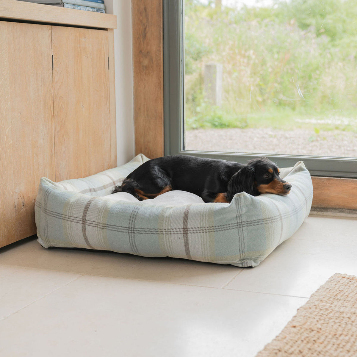Box Bed With Removable Cover in Balmoral Duck Egg Tweed