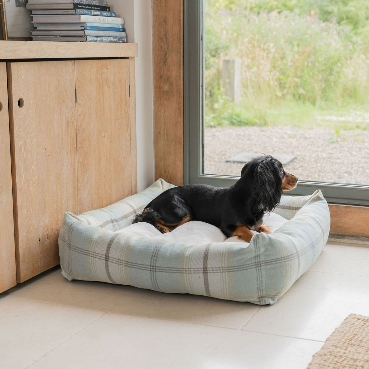 Box Bed With Removable Cover in Balmoral Duck Egg Tweed, view 7