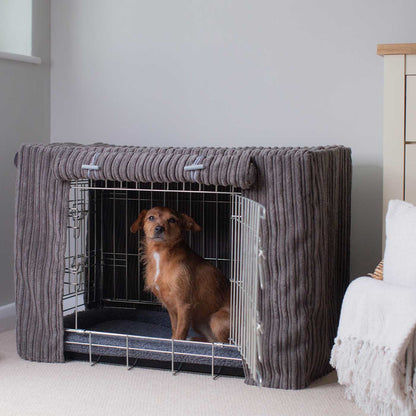 Dog Crate Cover in Dark Grey Essentials Plush, view 2