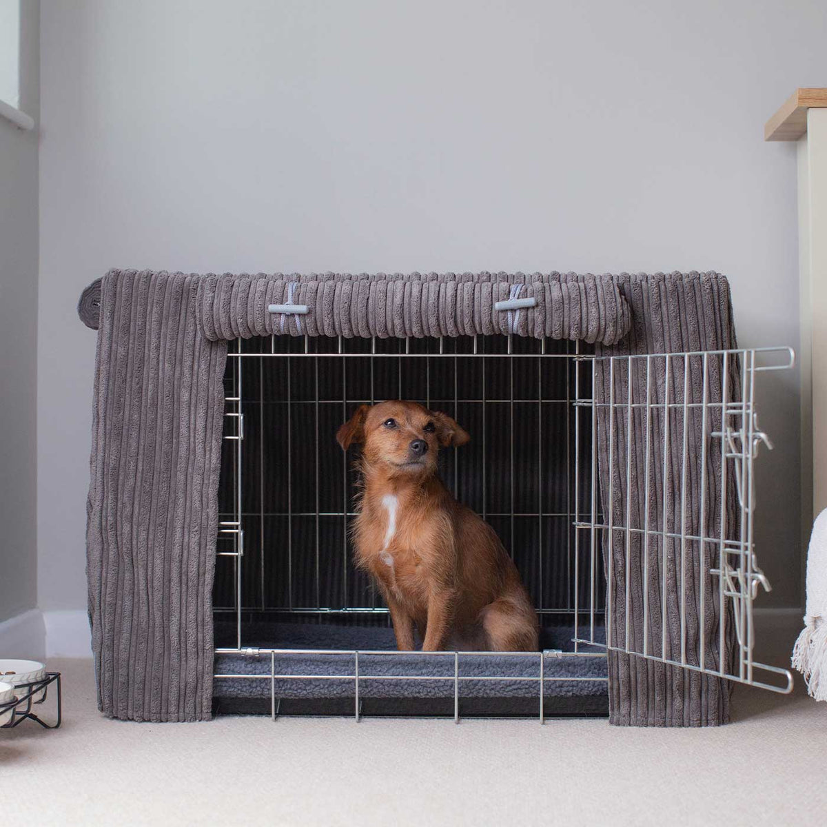 Dog Crate Cover in Dark Grey Essentials Plush