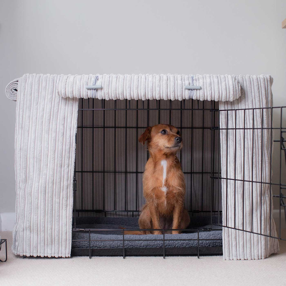 Dog Crate Cover in Light Grey Essentials Plush