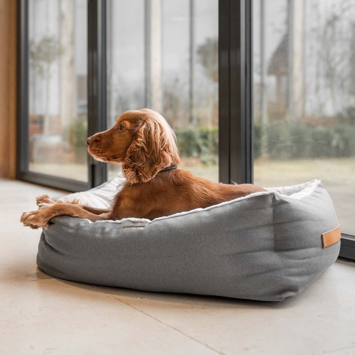 Essentials Twill Box Bed in Slate, view 3