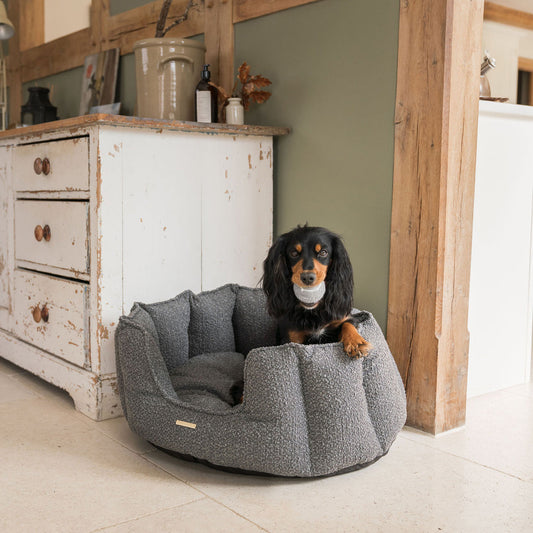 High Wall Bed With Removable Covers in Granite Bouclé