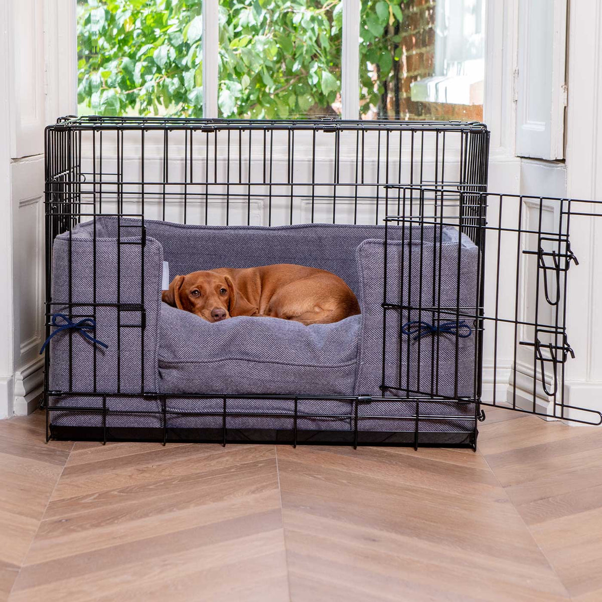 Dog Crate Bumper in Oxford Herringbone Tweed, view 2