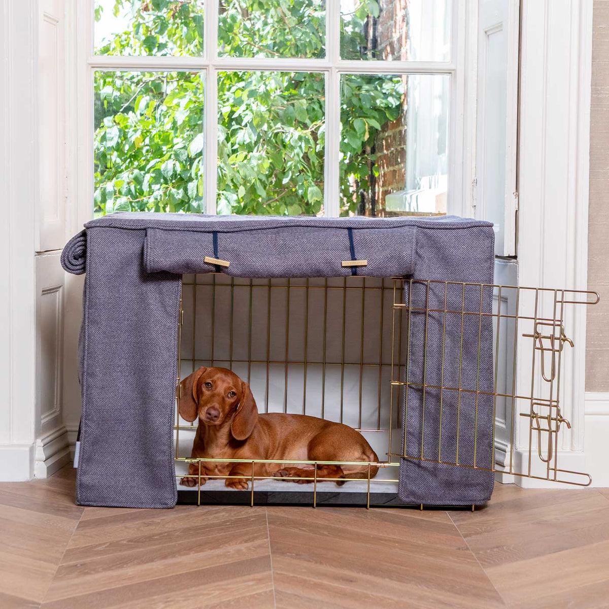 Dog Crate Cover in Oxford Herringbone Tweed, view 3