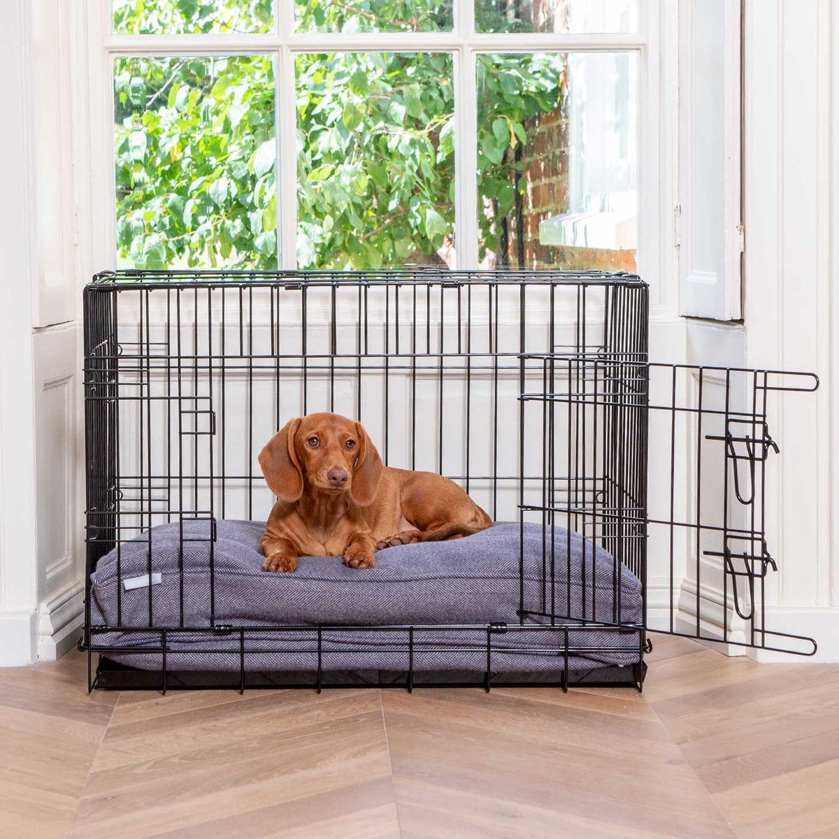 Dog Cushion in Oxford Herringbone Tweed, view 7