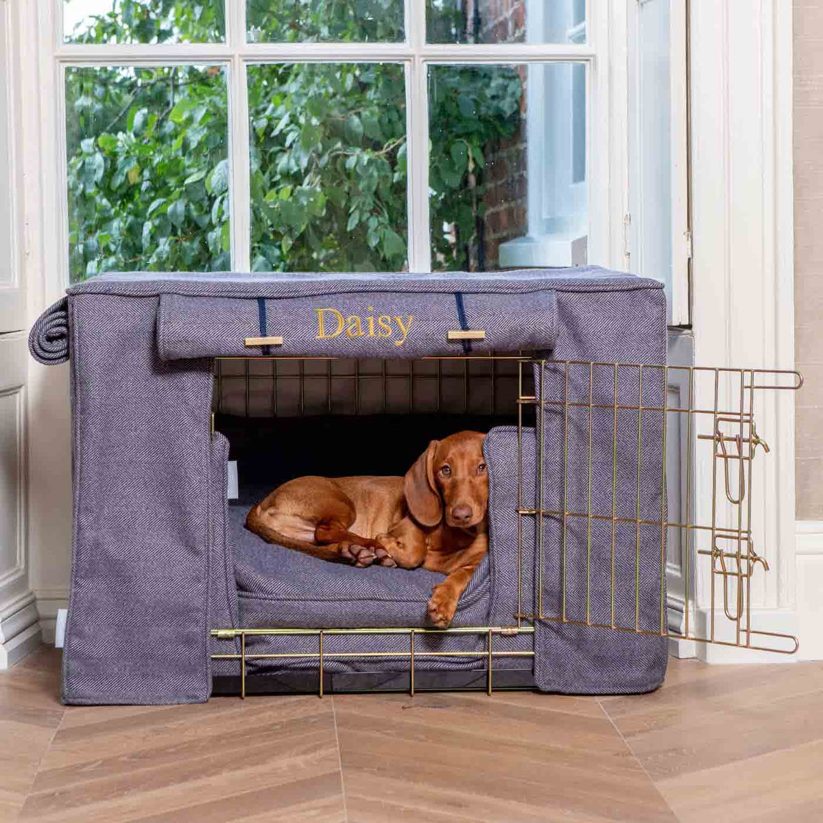 Dog Crate Set In Oxford Herringbone Tweed, view 11