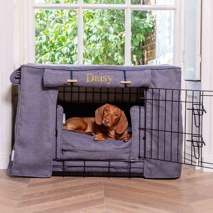 Dog Crate Set In Oxford Herringbone Tweed, view 12