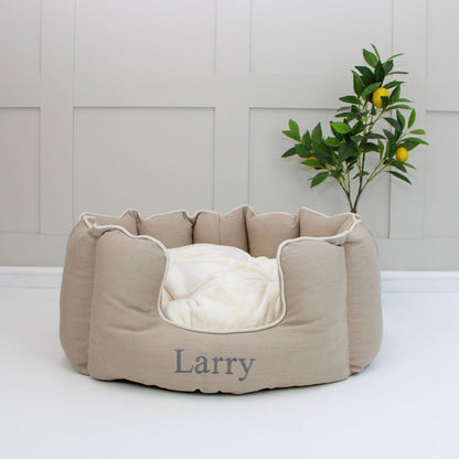 High Wall Bed For Cats With Removable Covers in Savanna Oatmeal