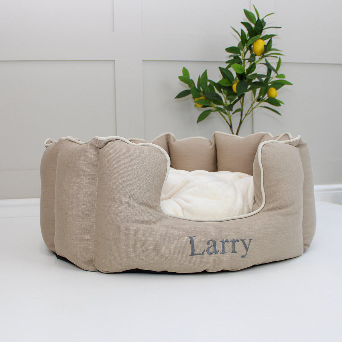 High Wall Bed For Cats With Removable Covers in Savanna Oatmeal, view 3