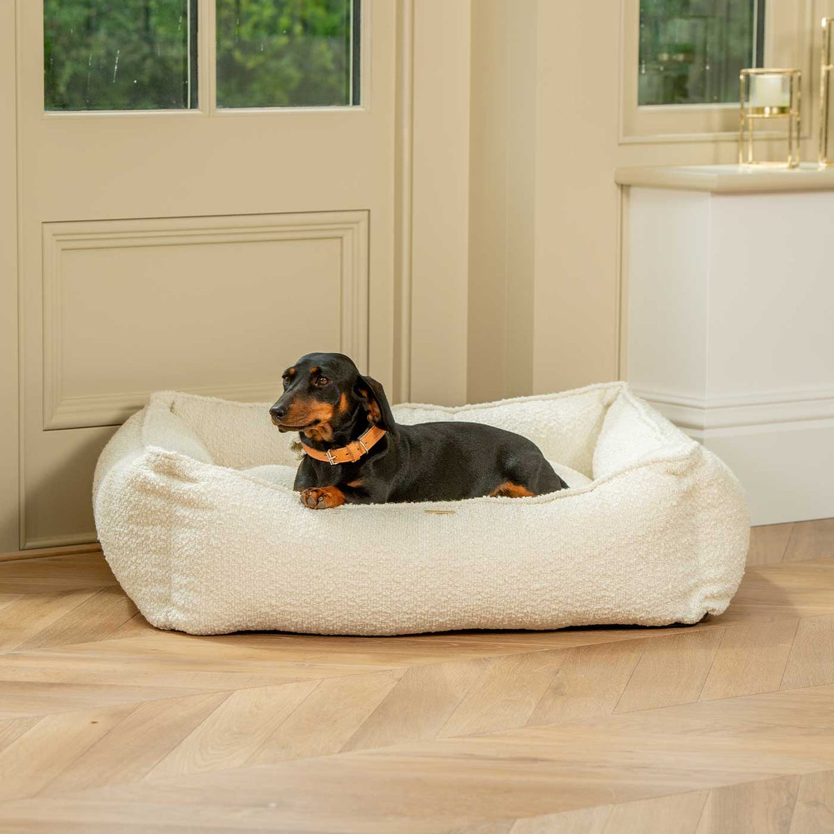 Box Bed With Removable Covers in Ivory Bouclé, view 7