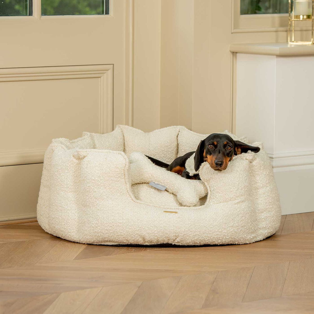High Wall Bed With Removable Covers in Ivory Bouclé, view 6