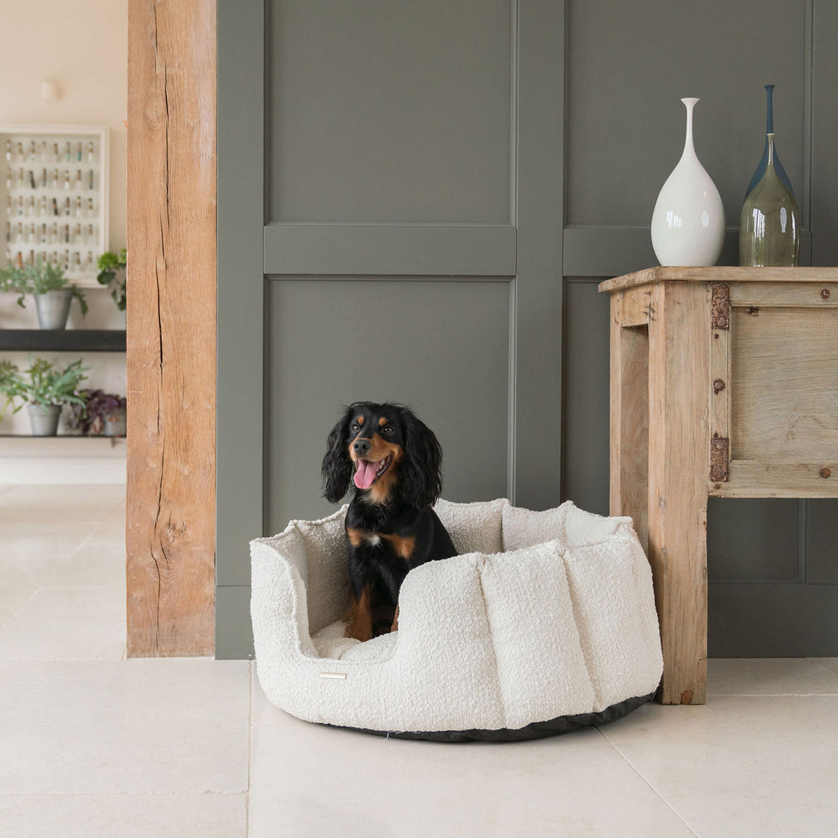 High Wall Bed With Removable Covers in Ivory Bouclé, view 3