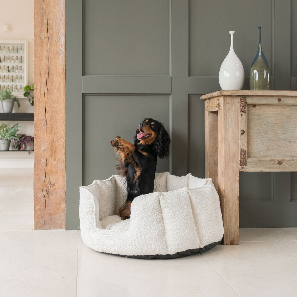 High Wall Bed With Removable Covers in Ivory Bouclé, view 5
