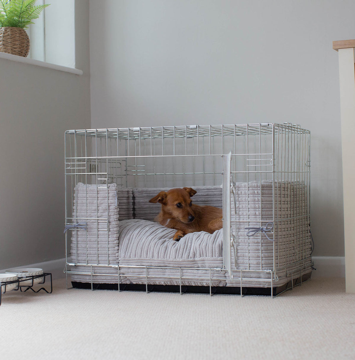 Dog Crate Bumper in Light Grey Essentials Plush