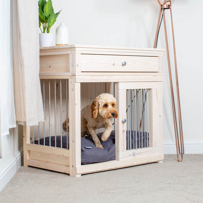 Wooden Sliding Door Salcombe Dog Crate with Drawer, view 2