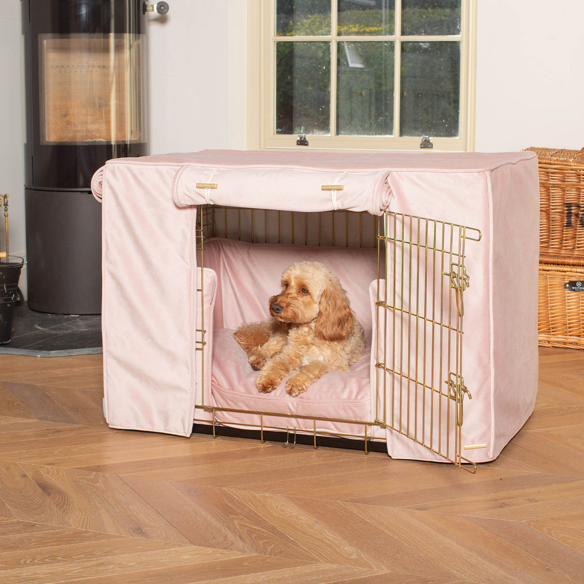 Dog Crate Set In Blossom Velvet, view 2
