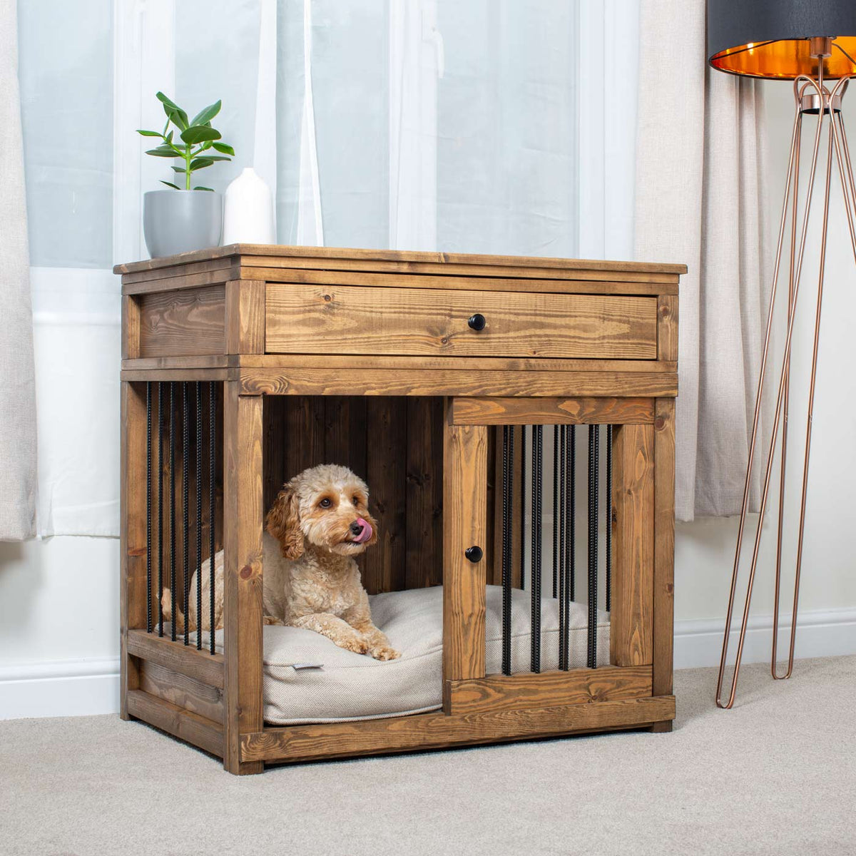 Wooden Sliding Door Broadsand Dog Crate with Drawer, view 2