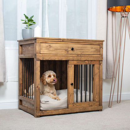 Wooden Sliding Door Broadsand Dog Crate with Drawer, view 2