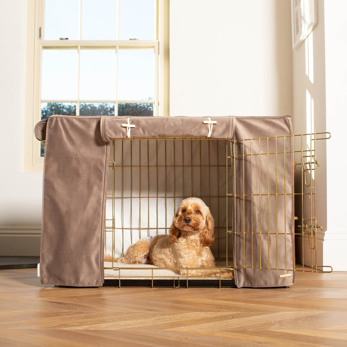 Dog Crate Cover In Clay Velvet