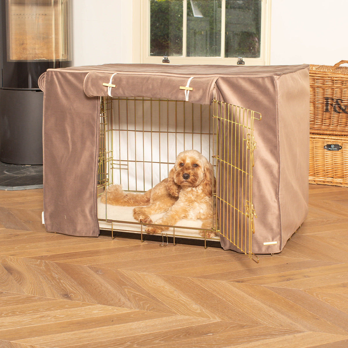 Dog Crate Cover In Clay Velvet, view 2