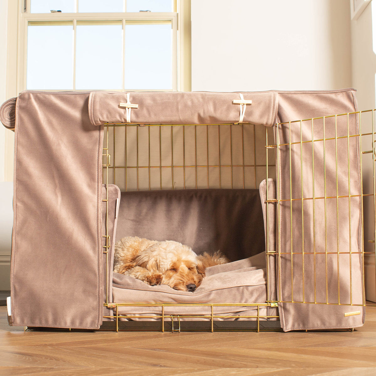 Dog Crate Set In Clay Velvet, view 2
