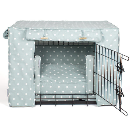 Dog Crate Set in Duck Egg Spot